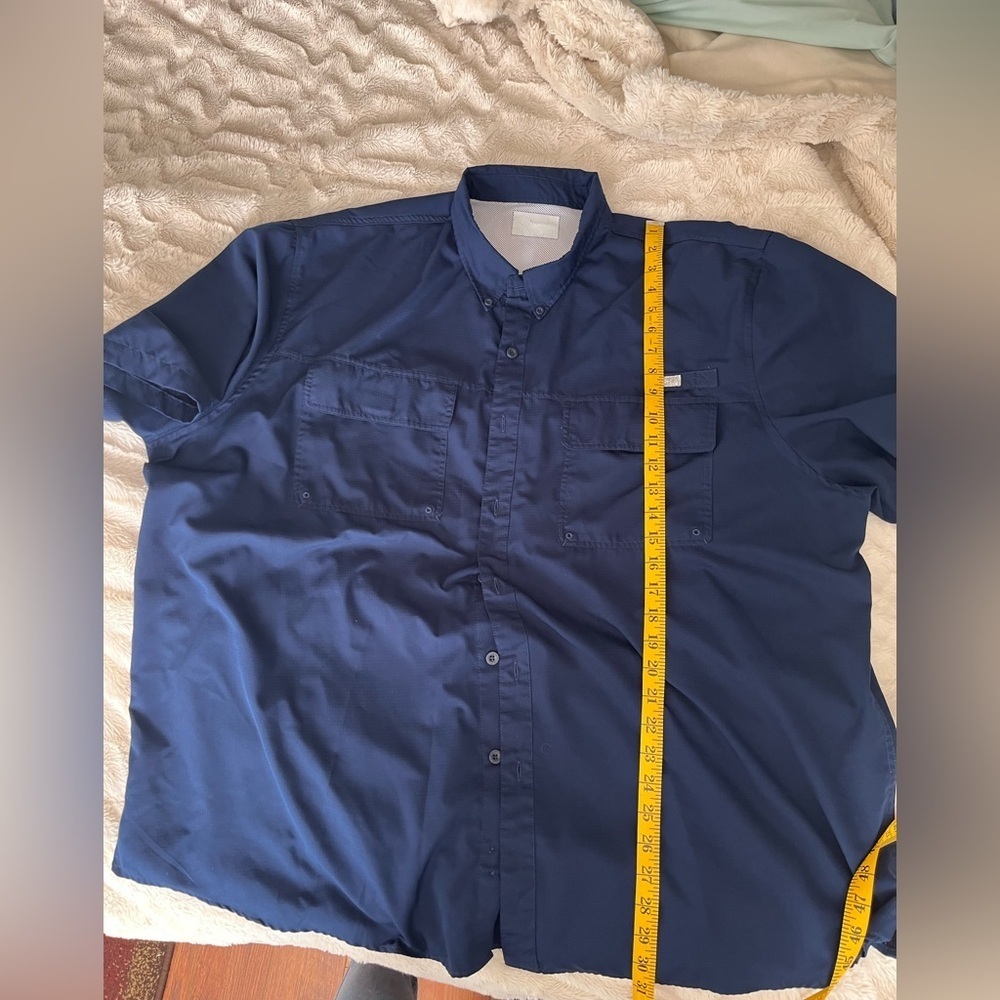 Men's Navy Casual Button Down Fishing Shirt XXL - Picture 6 of 6